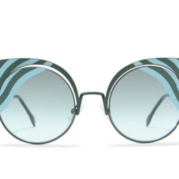 Fendi 53mm Cat Eye Sunglasses black and blue stripes - Picture 3 of 15